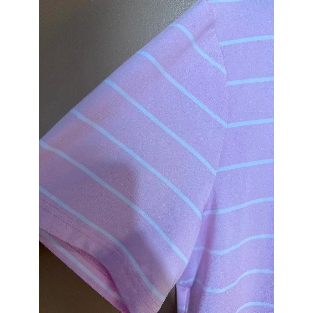 Polo Ralph Lauren Performance Pink White Striped Polo Shirt Mens Large L